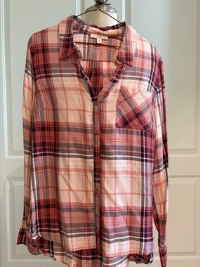 Como Vintage Pink Plaid Button Down Shirt